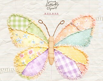 Lentevlinder png, ontwerp met faux patchwork vlinder, Coquette Cottagecore png, sublimatieontwerp, digitale download