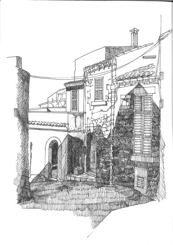 Ink Drawing Mallorca Spain Etsy