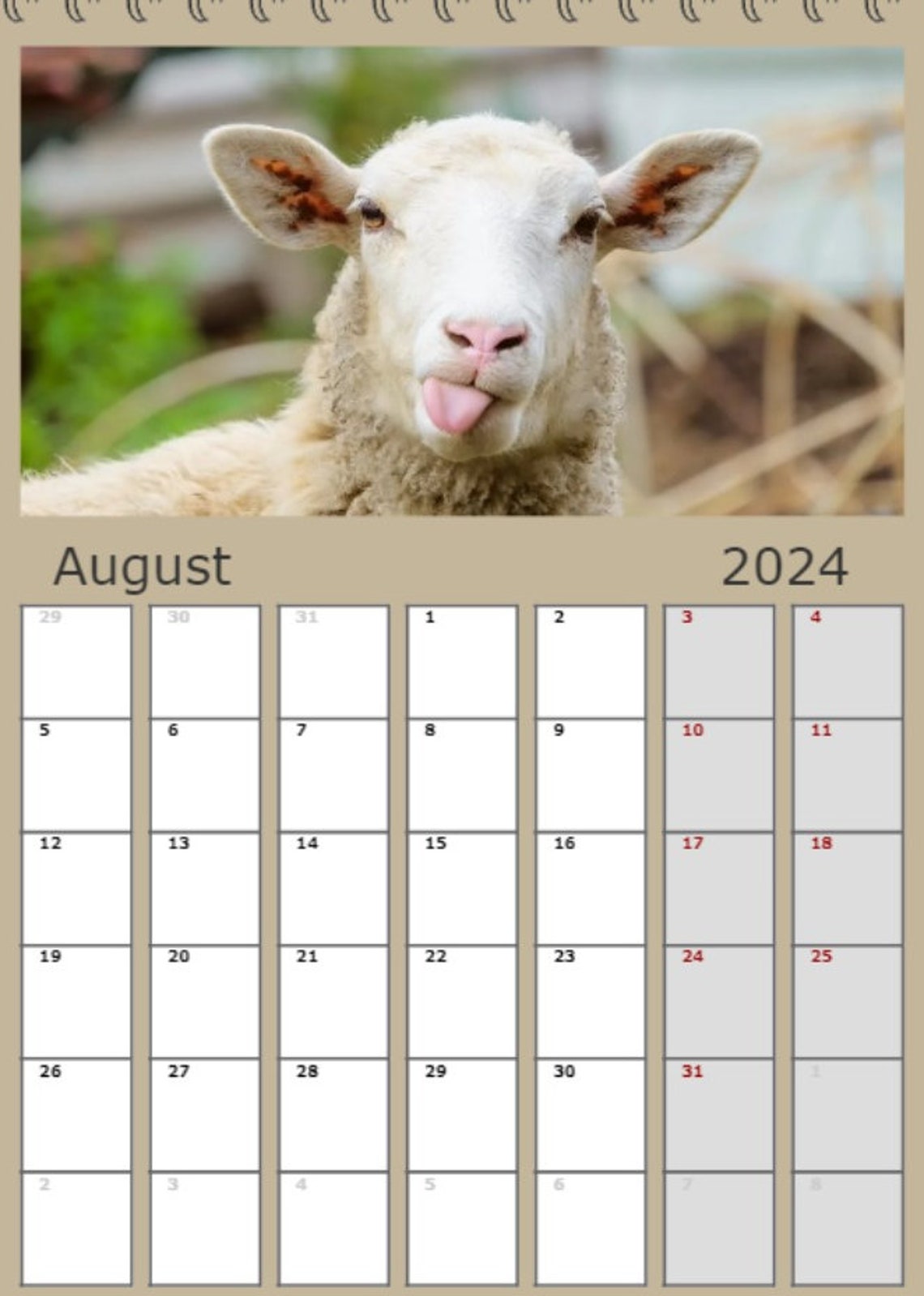 A3 Funny Animals Calendar 2024, Writable, Spiral Binding Etsy