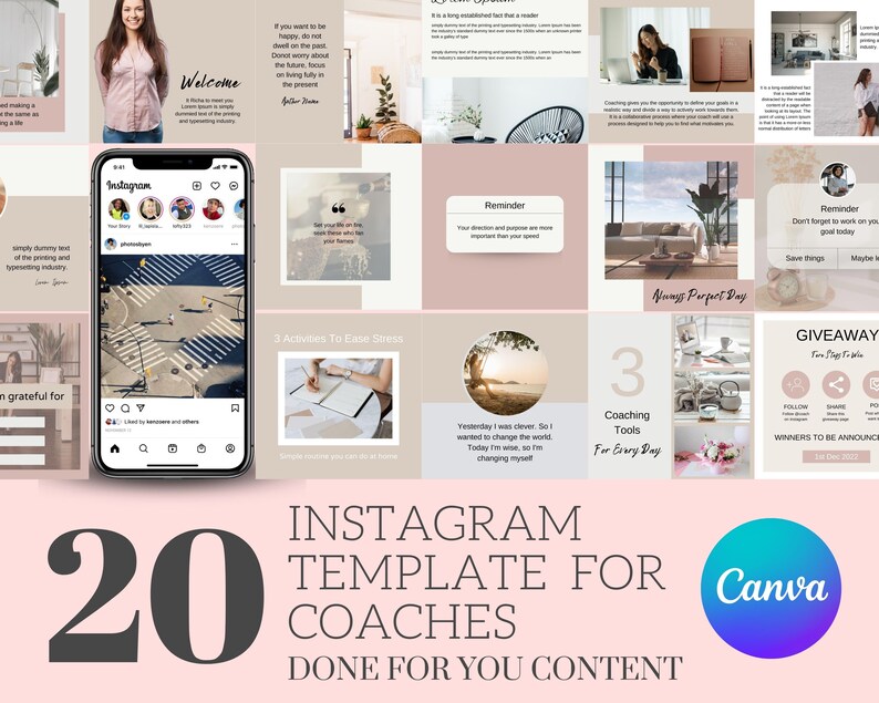 20 Instagram Coaches Template for Canva Custom Instagram Etsy