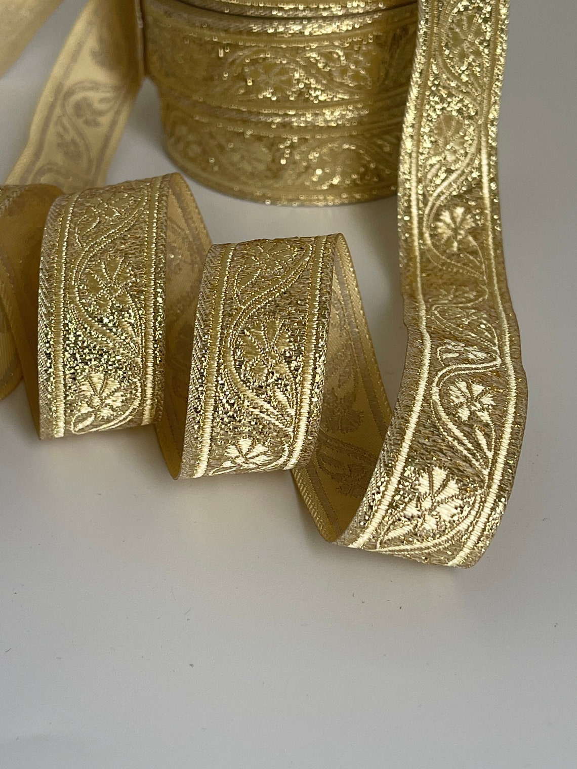 Medieval Ribbon Patterns Medieval Braid Cornflower Pattern Medieval Ribbon Gold Gold 22 Mm Braid ...