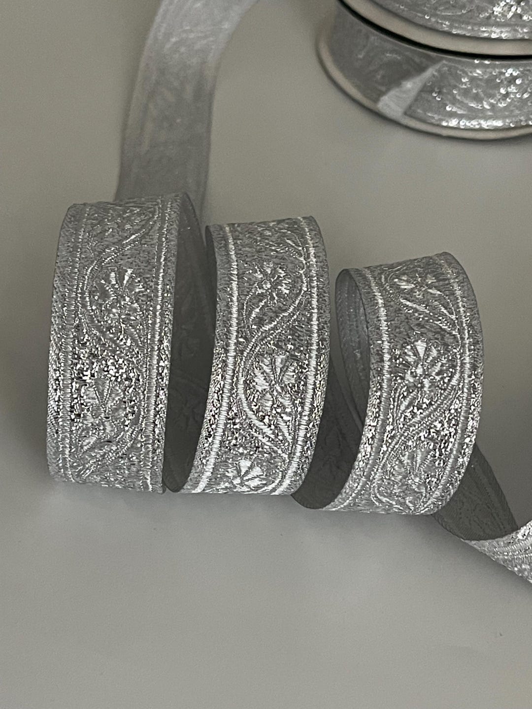 Medieval Ribbon Patterns Medieval Braid With Cornflower Motif, Silver Ribbon With Floral Pattern ...