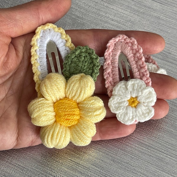 Barrettes artisanales fait main pinces à cheveux clic clac pinces cheveux en coton barrettes en crochet