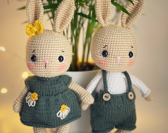 Bunny couple in crochet amigurumi rabbit or bunny birth gift birthday gift Valentine's Day gift