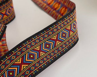 Jacquard embroidered braid geometric pattern jacquard woven ribbon ethnic pattern border 35 mm ethnic style Boho style border hippie ribbon