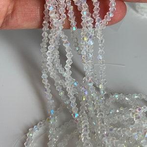 Iridescent crystal bead crystal beads on 50 cm thread 3 mm spinning top beads