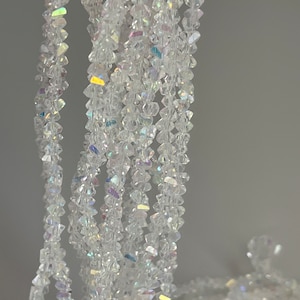 Iridescent crystal glass bead ivory crystal beads on wire strand of pyramid beads 4 mm crystal bead for jewelry creation