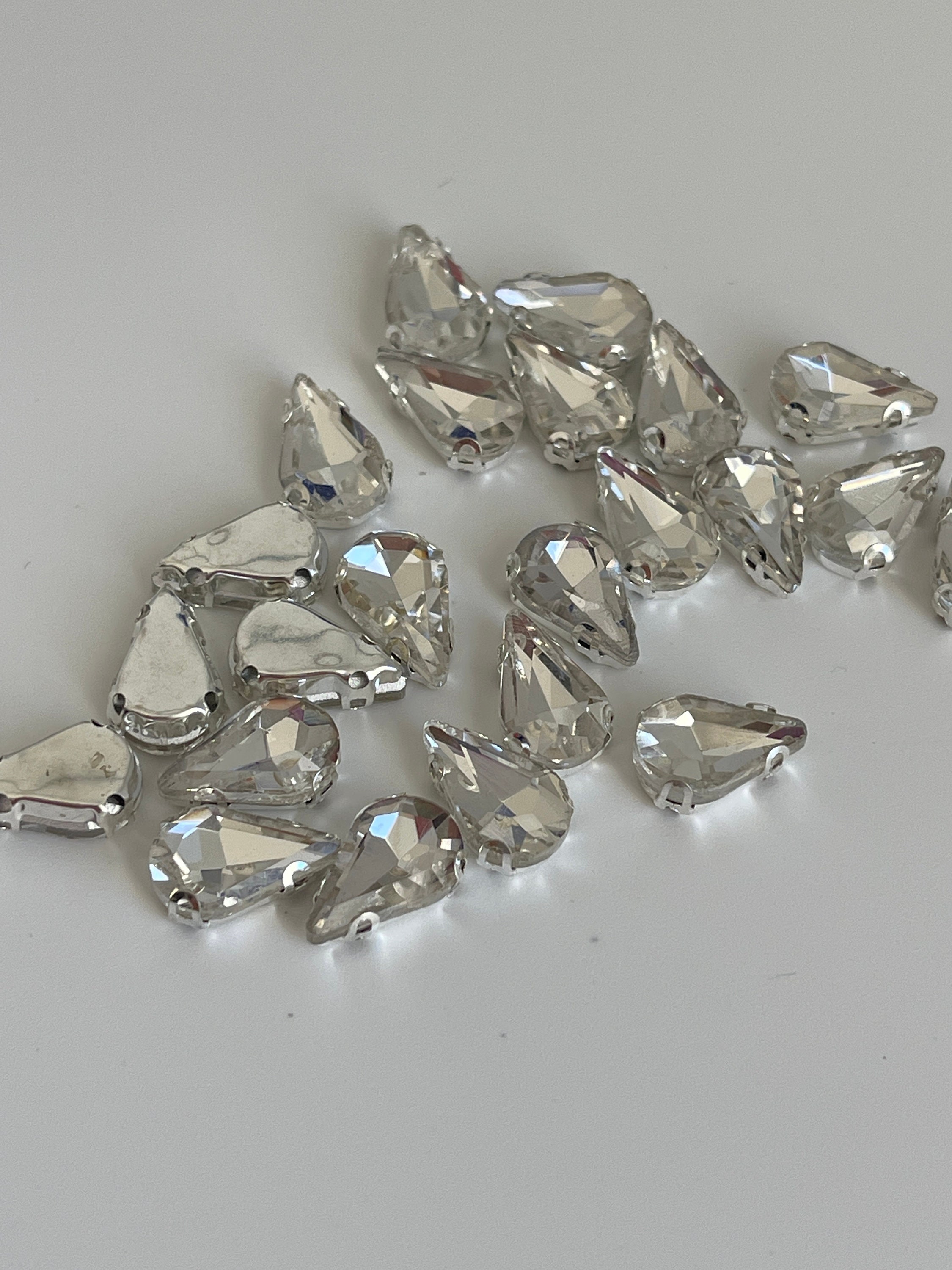 Mélange 60g De Perles Et Strass à Dos Plat 3-10mm - Bleu Et Blanc - Création