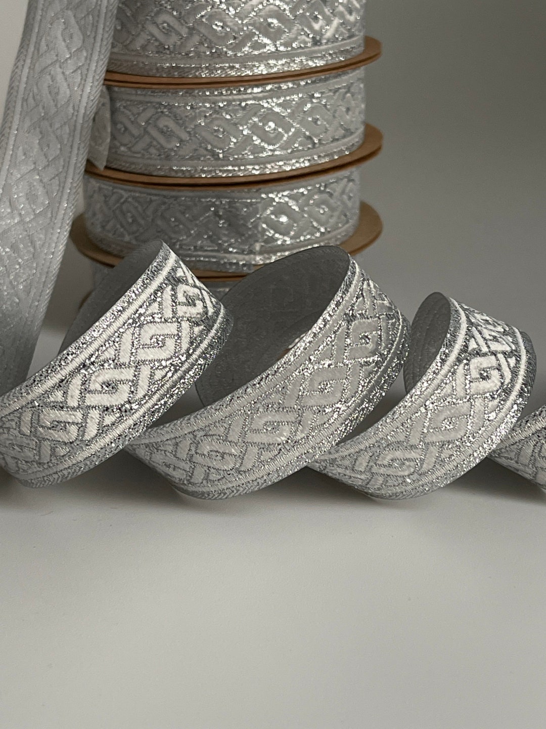 Medieval Ribbon Patterns Medieval Braid With Celtic Braid Pattern, Silver Braided Ribbon, 22 Mm ...