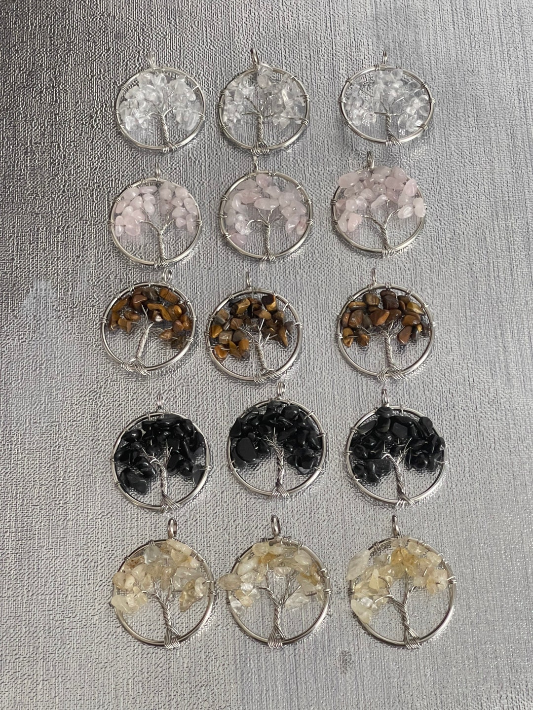 Natural Obsidian Stone Tree of Life Pendant Quartz Crystal Pendant ...
