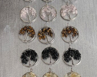 Obsidiaan Natuursteen Levensboom Hanger Quartz Kristal Hanger Tijgeroog Natuursteen Ketting