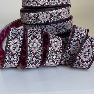 Medieval braid embroidered jacquard ethnic pattern medieval border 25 mm embroidered ribbon jacquard style