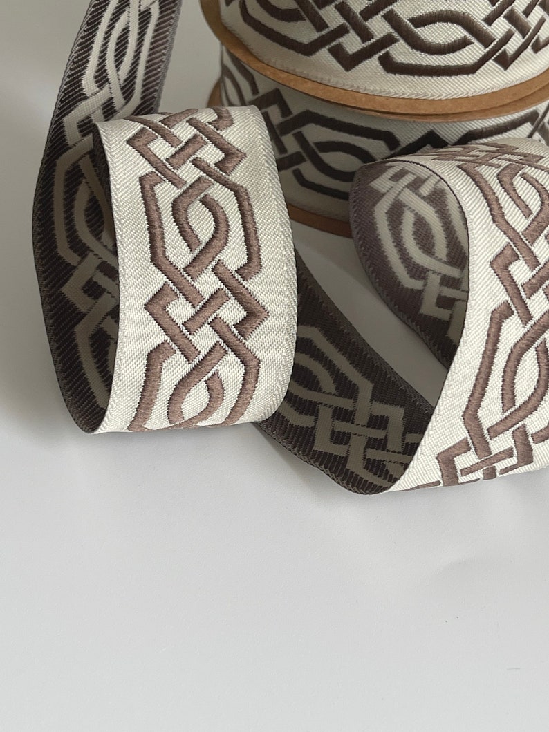 Medieval Ribbon With Beige and Brown Celtic Braid Pattern, 35mm Wide ...