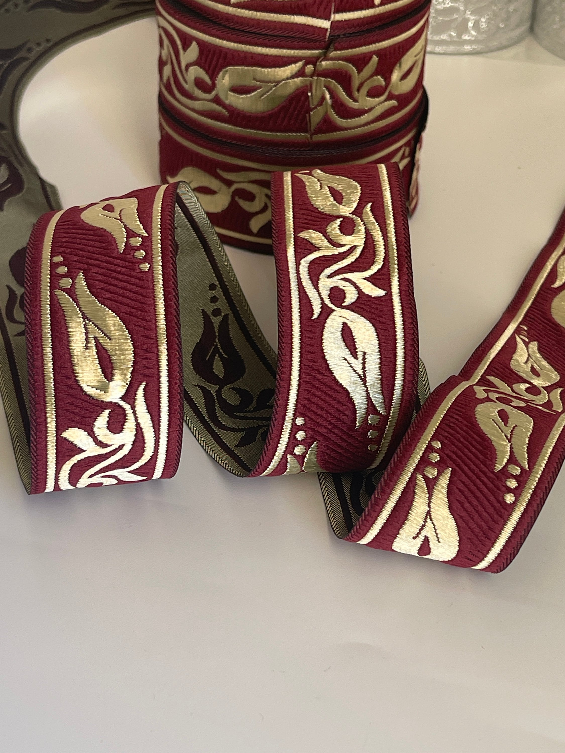 Medieval Braid Embroidered Jacquard Tulip Pattern Theatrical Ribbon ...
