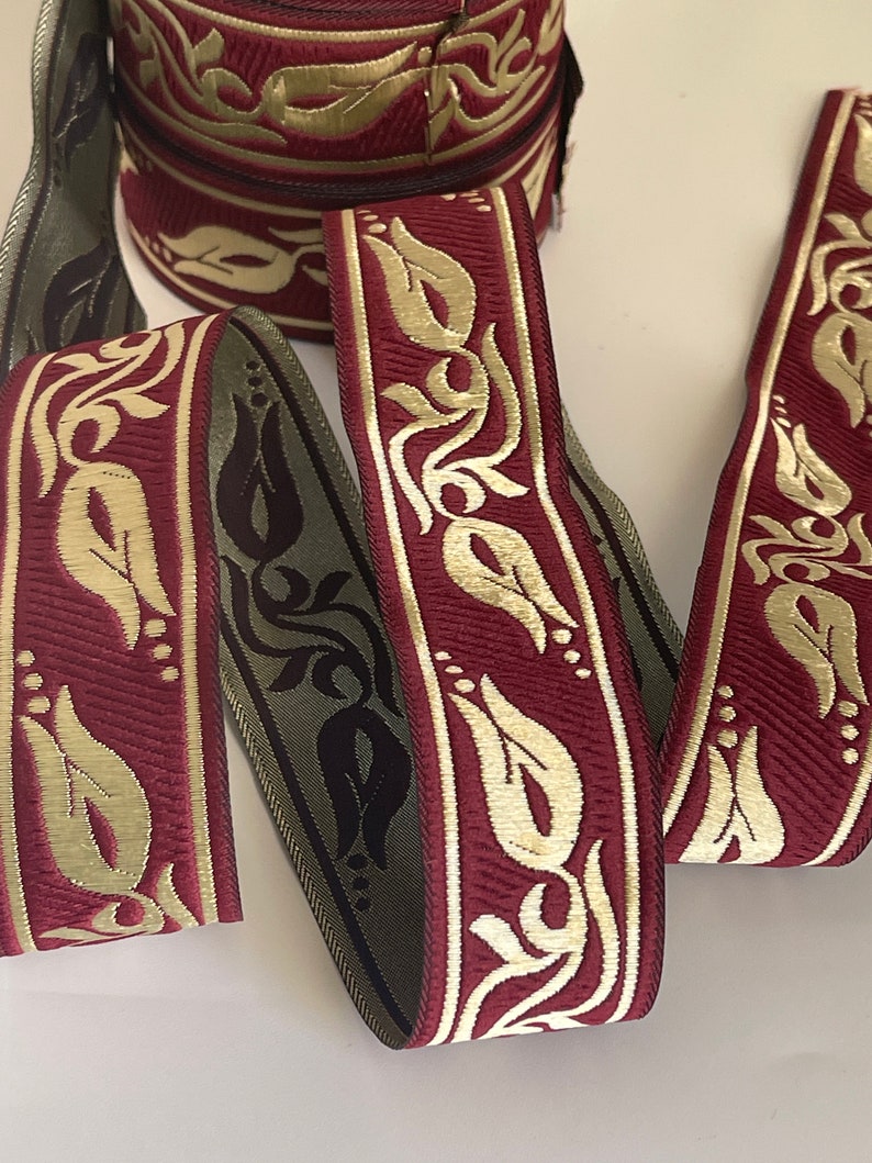 Medieval Ribbon Patterns Medieval Braid Embroidered Jacquard Tulip Pattern Theatrical Ribbon ...
