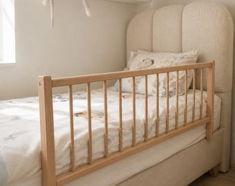 Natural Beech Wood Toddler Bed Rail | Montessori Kids Safety Guard