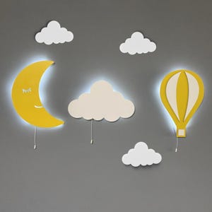 Set of Lamps | Wooden wall mounted | Led lights Decor for Nursery Rooms | Children Bedside Lamp | Baby Shower gift |NurseryNightLight