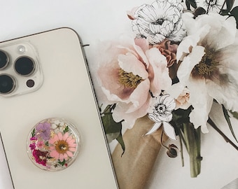 Pressed Flower Phone Grip | Boho Style | Trendy | Anniversary Gift | Kindle Grip | Bridesmaids Gift | Floral Phone| Birthday Gift | iPhone