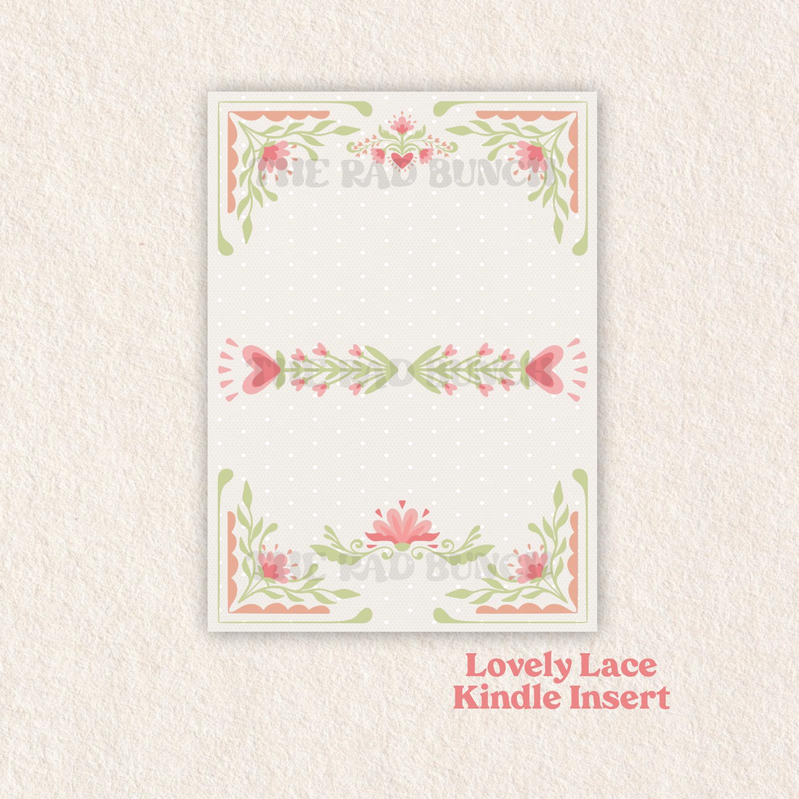 Lovely Lace Kindle Insert EReader Case Kinder Reader Gift for Reader Paper Insert Book Lover Bookish Fantasy Vintage