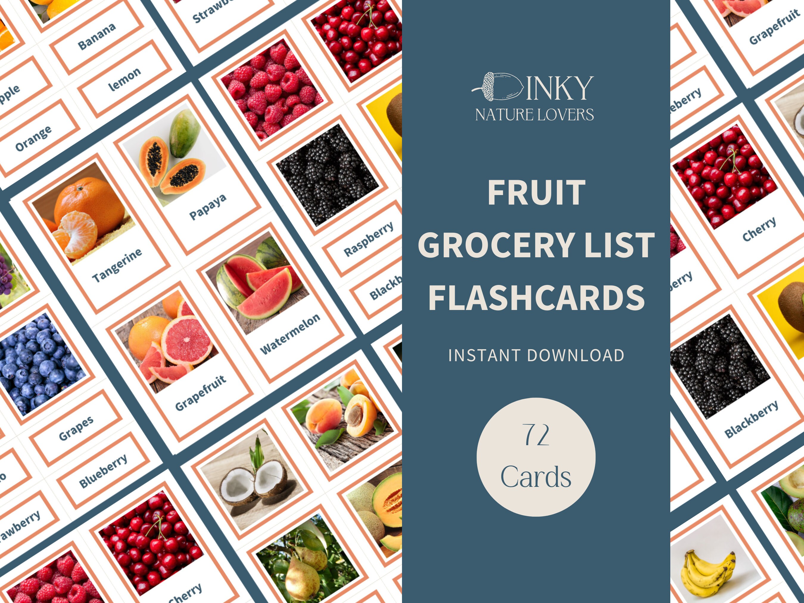 Fruit Flashcards Realistic Images 3 Part Cards Shopping - Etsy