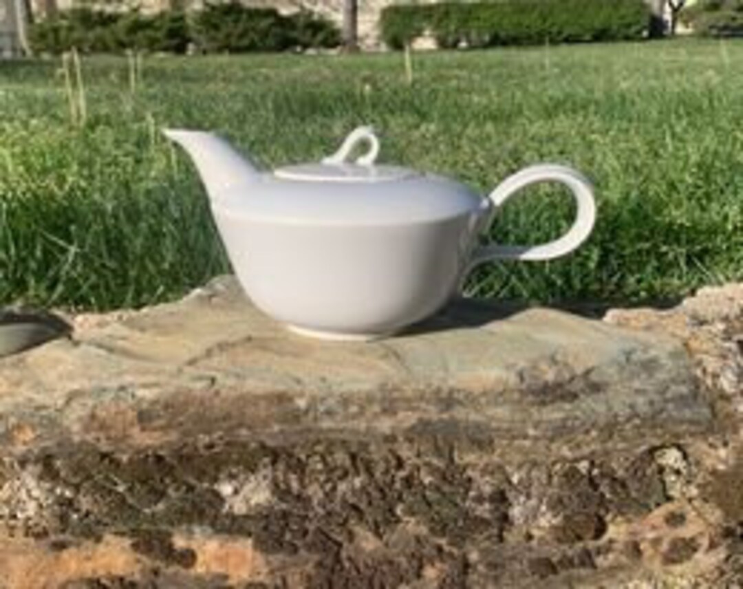 Homer Laughlin Jubilee Mid Century Gray Ceramic Teapot Made in USA