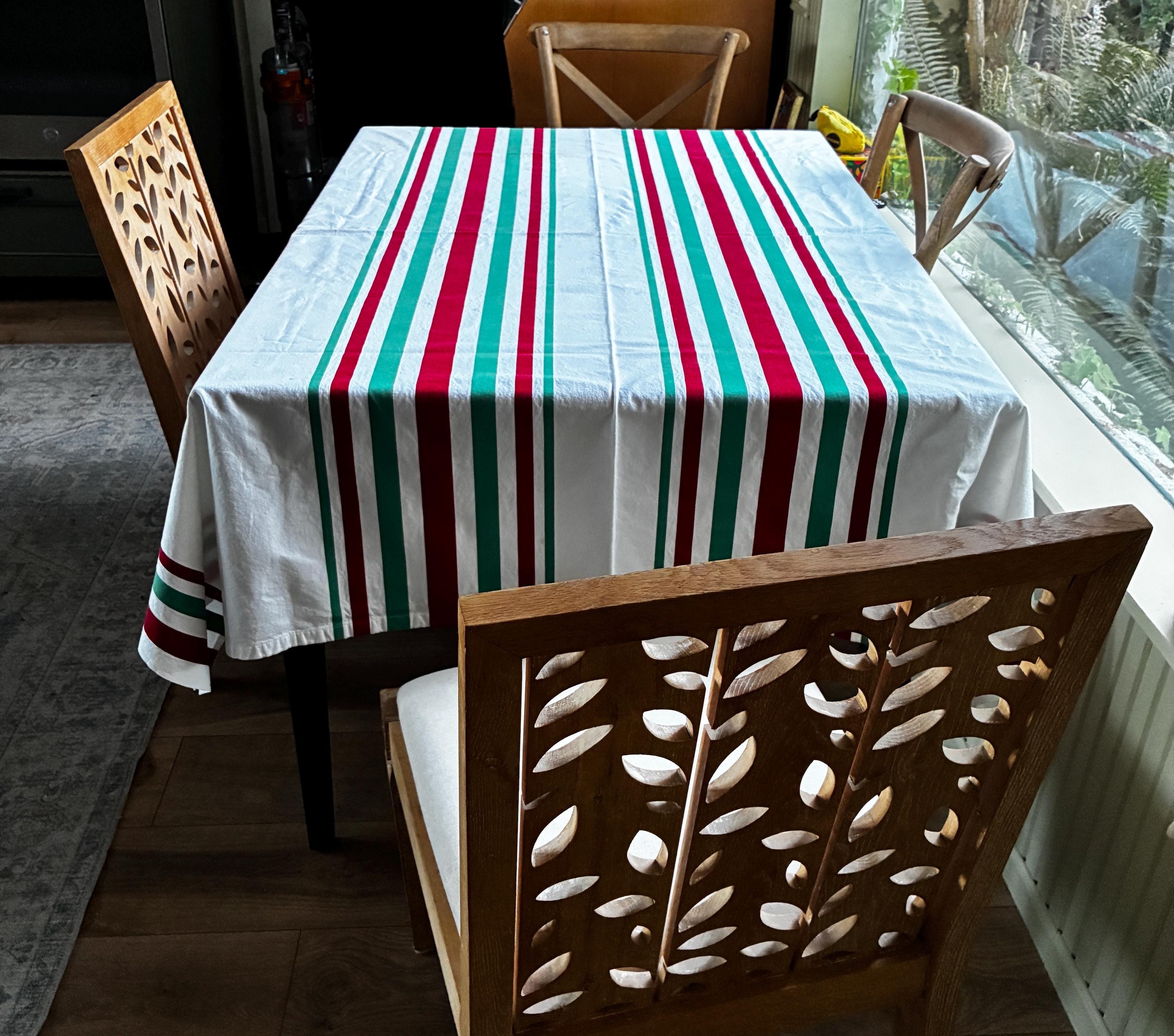 Vintage Jean-vier France Basque Cotton Tablecloth With Green, Red ...