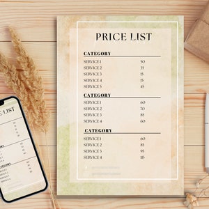 Price List for Nail Salon | Beauty Salon | Hair salon | Elegant, Cute, Boho style for Girl Bosses