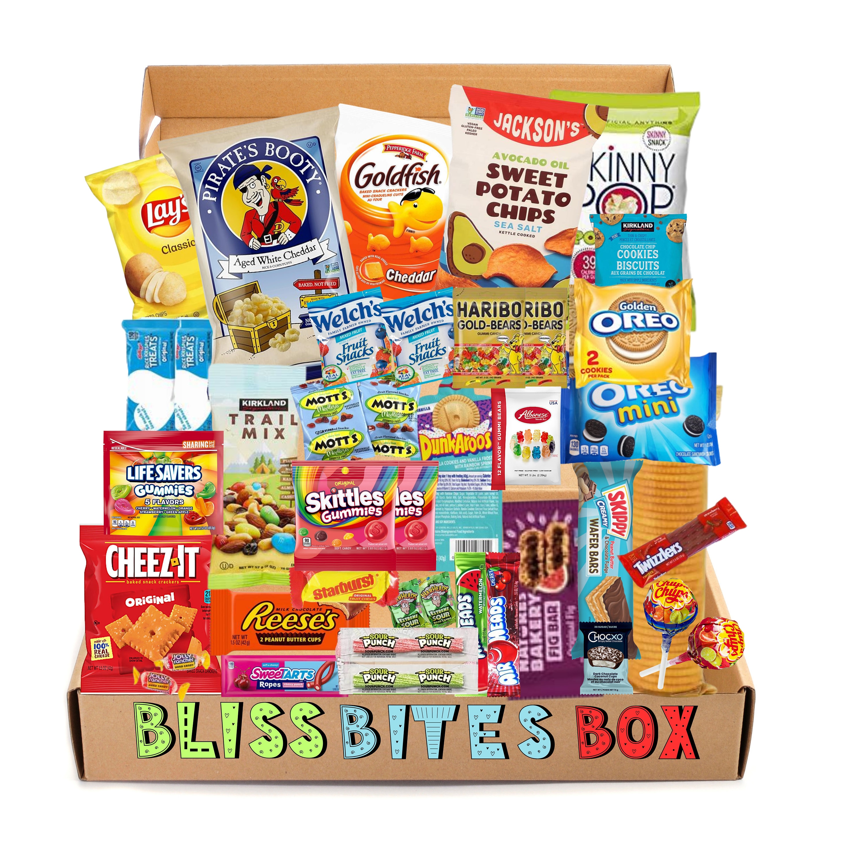 Bliss Bites Box, Craving Box, Kids, Teenagers, Gift Box Full of Snacks,  Sweets, Chips, Cookies, Snacks, Gift Snacks, School Snacks, 41 items