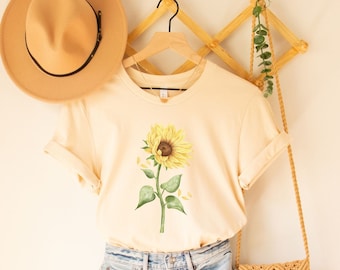 Watercolor Sunflower Shirt, Sunflower Shirt, Sunflower Gifts, Flower Shirt, Botanical Shirt, Garden Shirt, Wildflower