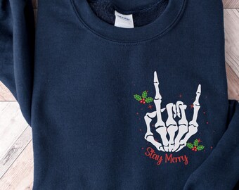 Skeletons Christmas Sweatshirt, Skeleton hand Sweatshirt, Christmas Sweatshirt, Skull Christmas Sweatshirt, Christmas Gift