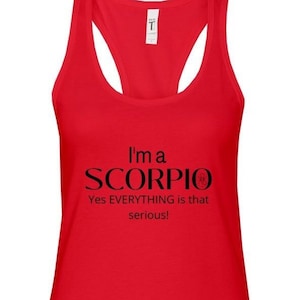 Tanque Racerback de Mujer, Camisa Escorpio, Camisas De Mujer, Camisa Zodiac, Camisa Astrlogy, Signo Solar Escorpio, Escorpio Ascendente
