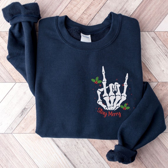 Skeletons Christmas Sweatshirt, Skeleton hand Sweatshirt, Christmas Sweatshirt, Skull Christmas Sweatshirt, Christmas Gift