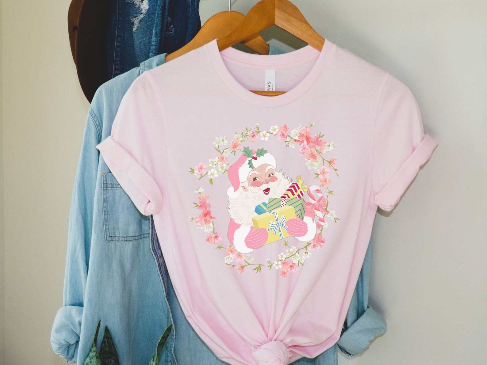 Christmas Shirt Womens Christmas Shirt Santa Shirt Pink Etsy