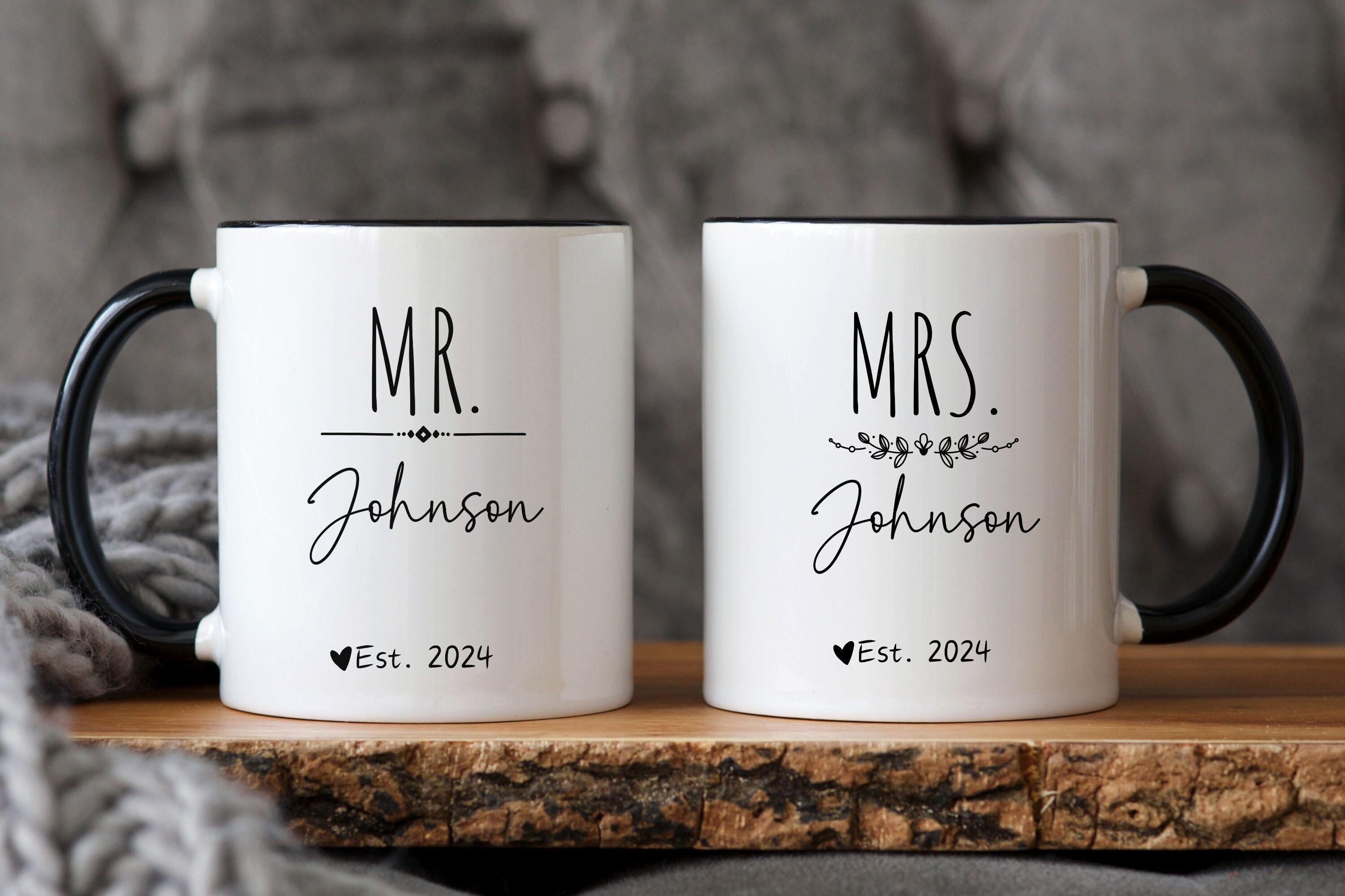 Personalized Mr and Mrs Coffee Mugs, Custom Mr Mrs Coffee Mugs, Husband ...