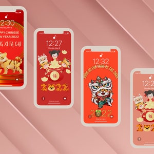 Phone Wallpaper / iPhone Wallpapers  /tiger year / chinese tiger year / Phone Background  /Phone Wallpaper （ Digital Download ）4 PCS