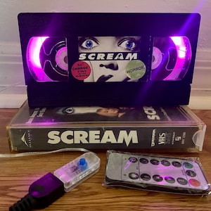 Customizable - Horror VHS TAPE Lamp w/remote - USB You can pick the movie and light color!