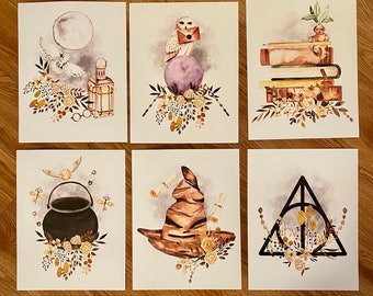 Wizard inspired Prints set -  You get all 6 prints! Great for house decor, nursery, bedroom, living room