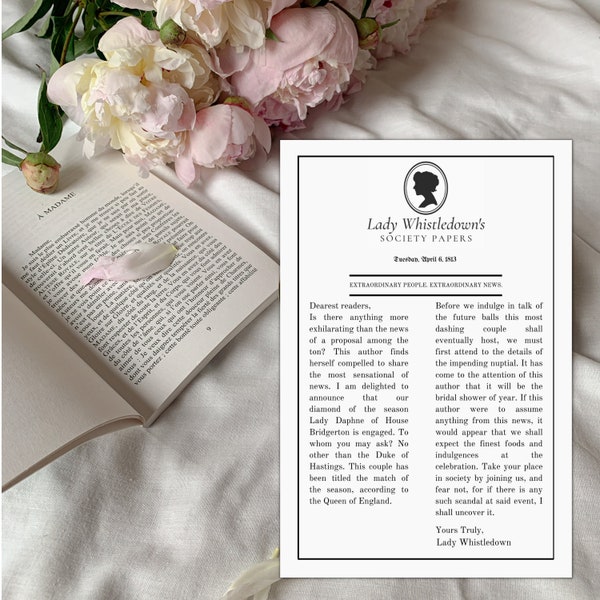 Editable Bridgerton Lady Whistledown Paper Etsy Australia