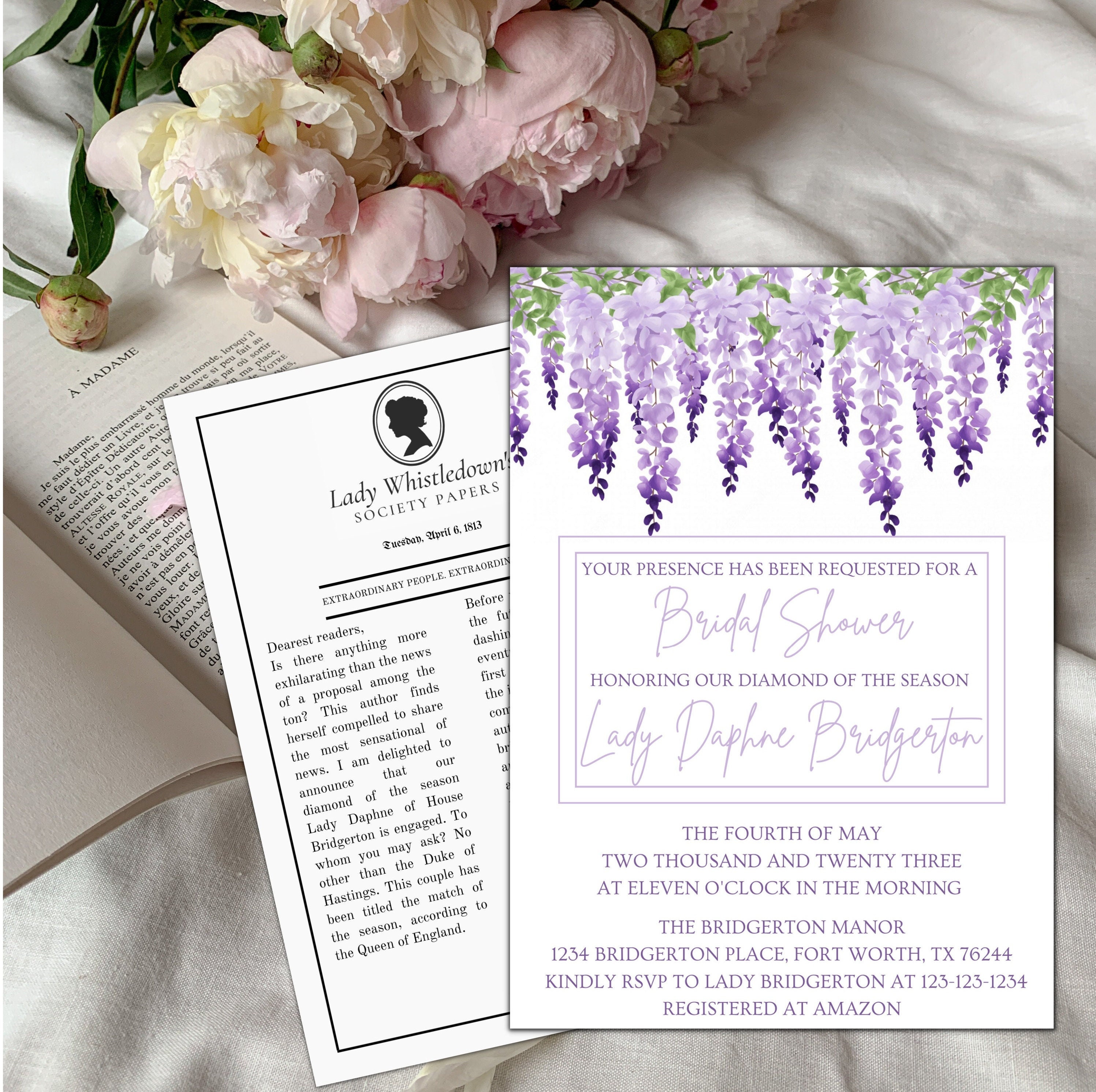 Editable Bridgerton Inspired Bridal Shower Invitation & Lady Etsy