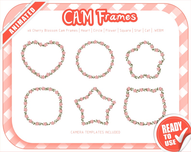 Animated Cherry Blossom CAM Frames and Decorations Pack / Twitch