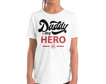 Daddy es my Hero, Bella + Canvas 3001Y Jugend Kurzärmeliges T-Shirt