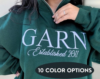 Custom Bride Quarter Zip Sweatshirt for Honeymoon Outfit Personalized Mr and Mrs Established Sweatshirt Last Name Wedding Day Zip Up