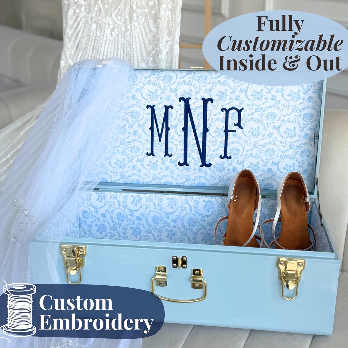 Bride Keepsake Trunk for Bride to Be Wedding Day Something Blue With Last Name Gift for Daughter Heirloom Wedding Memory Box for Anniversary - Etsy