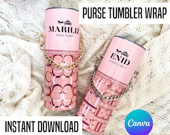 Purse Tumbler Wrap Customizable Tumbler Template Seamless Tumbler Wrap Design Add Your Name Tumbler Wrap Bundle Luxury Handbag Tumbler Wrap
