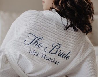 Custom Bride Robe for Wedding Day Get Ready Gift for New Bride New Last Name Wifey Gift Personalized Matching Wedding Party Robe Luxury Gift