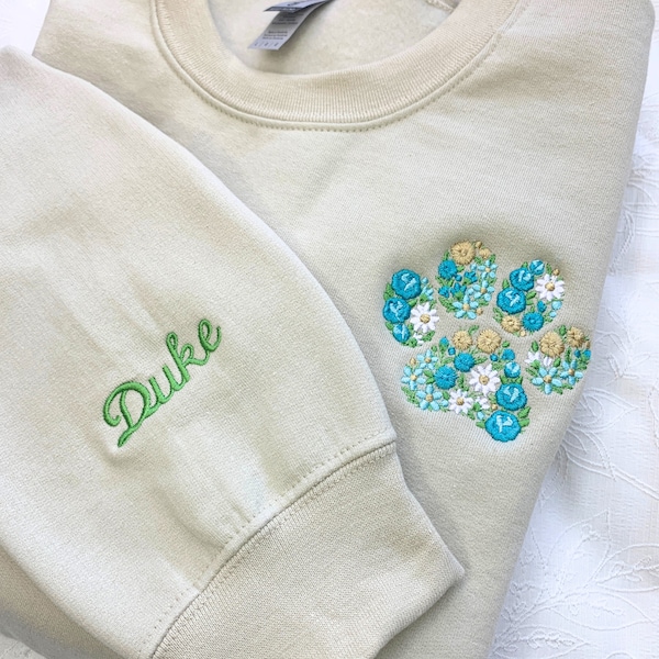 Pet Memorial Gift for Dog Mom Pet Bereavement Gift Cat Loss Sympathy Gift Embroidered Paw Print Sweatshirt Personalized Pet Gift Custom Pet