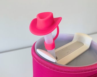 Hot Pink Cowgirl Hat Straw Topper Gift Bachelorette Party Favor Gift Western Stanley Cover Cowboy Hat Stanley Charm Quencher Bridesmaid Gift