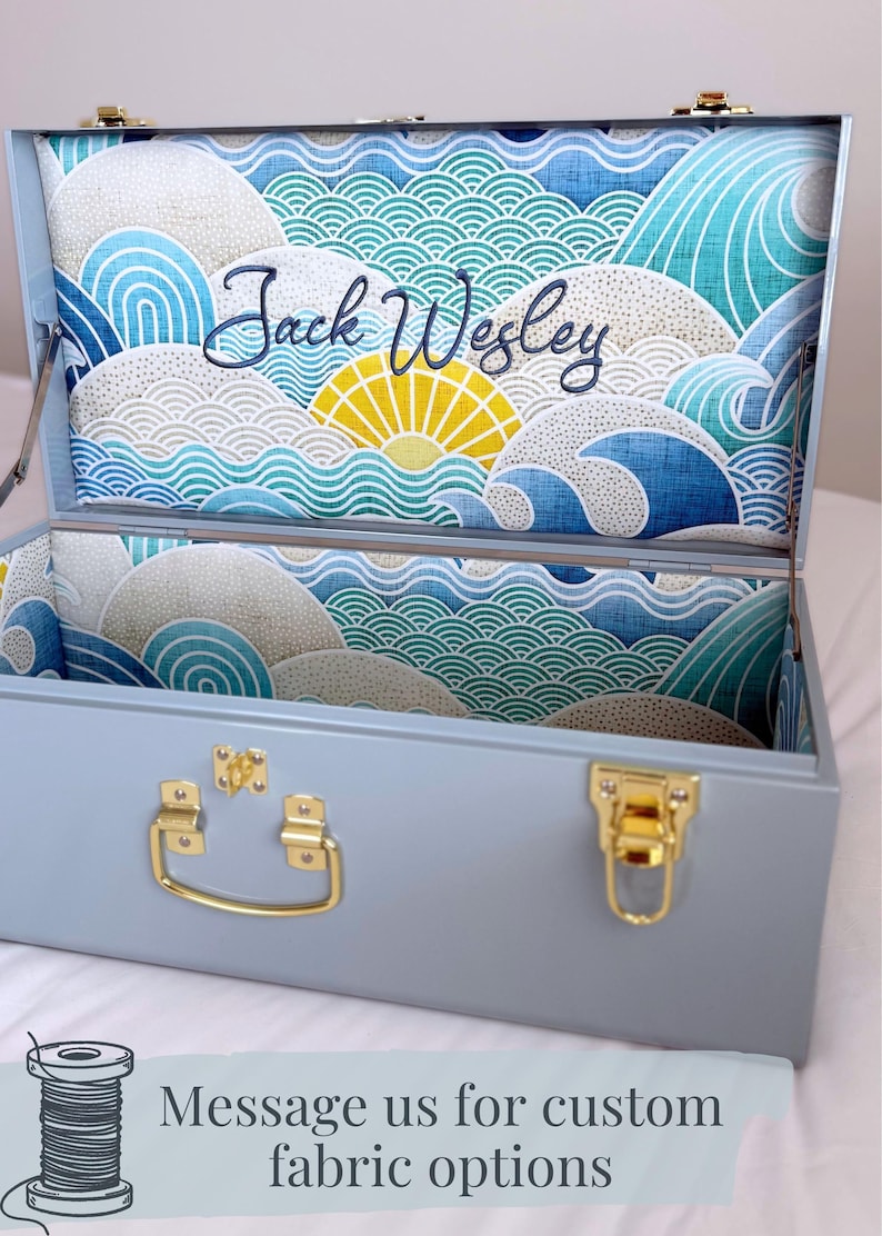 Newborn Keepsake Trunk Infant Memory Box for Baby Shower Gift for New Parent Baby Keepsake Storage Idea Custom Nursery Storage Decor for Boy image 5