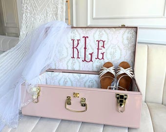 Baúl de recuerdos de boda para la novia, caja de almacenamiento, regalo de boda, caja para damas de honor, estuche nupcial con monograma personalizado, contenedor de recuerdos para obsequios de boda