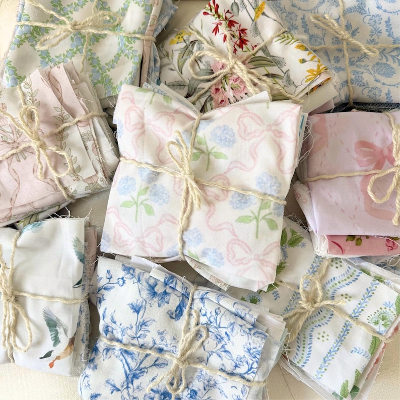 Quilting Material Bundle Cotton Fabric Selection Mixed Pattern Collection Premium Quality Textile Multiple Size Options Traditional Style Elements Sewing Project Supply Craft Piece Set Floral Print Mix Pattern Bundle New Material Collection